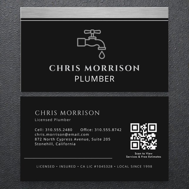 Plumbing Company Plumber QR Code Business Card (Creator Uploaded)