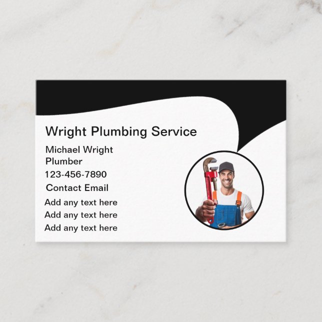Plumbing Contractor Modern Business Cards (Front)