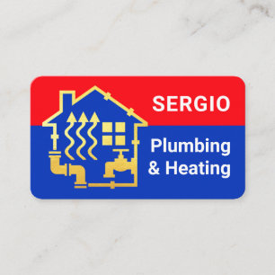 Plumbing Heating Gold Pipe Home Business Card