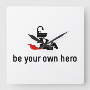 Plumbing Hero Square Wall Clock