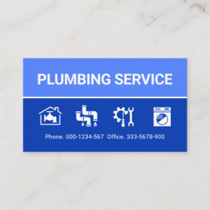 Plumbing Icons On Blue Layers Business Card