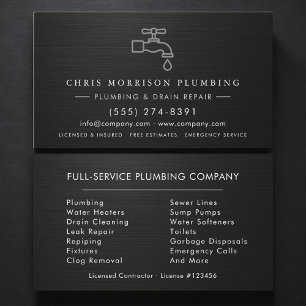 Plumbing Maintenance Company Metallic Business Card