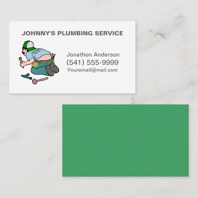 Plumbing Maintenance Service Guy Business Card (Front/Back)