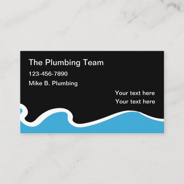 Plumbing Modern Water Theme Business Card (Front)