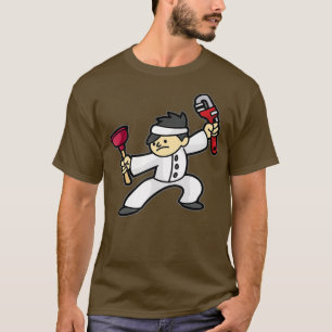 Plumbing Ninja Plumber Plunger Pipe Wrench T-Shirt