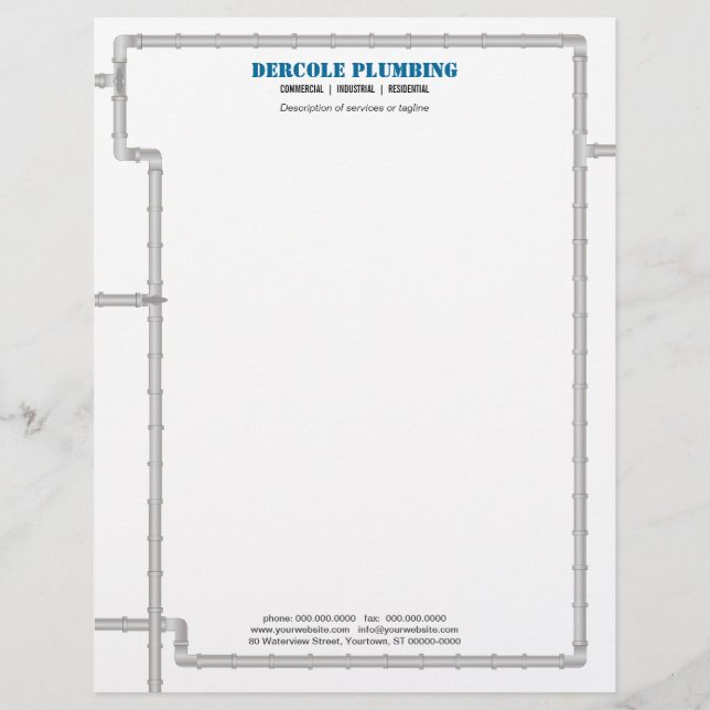 Plumbing Pipes Letterhead Template (Front)