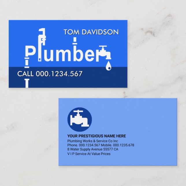 Plumbing Pipes Signage Leaking Water Business Card (Front/Back)