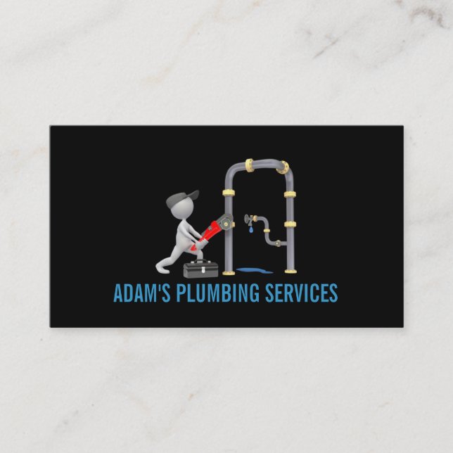 Plumbing Plumber Faucet Water Handyman Maintenance Business Card (Front)