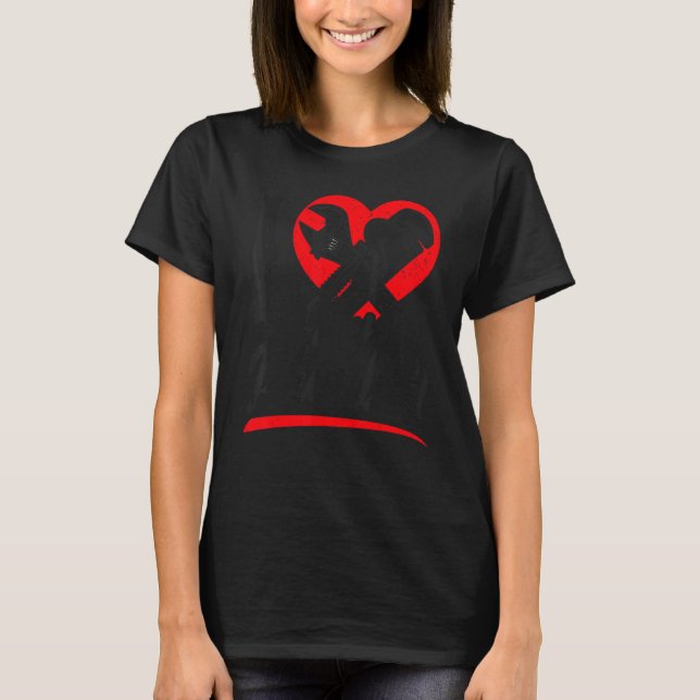 Plumbing Plumber Girlfriend Wife Heart I Love My P T-Shirt (Front)