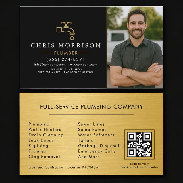Plumbing Plumber Photo QR Code Business Card (Creator Uploaded)