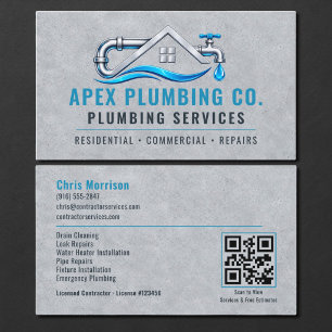 Plumbing Plumber QR Code Business Card