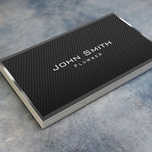 Plumbing Service Black Carbon Fibre Plumber Business Card
