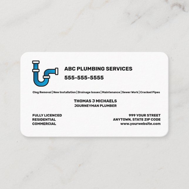 Plumbing Service Business Card (Front)