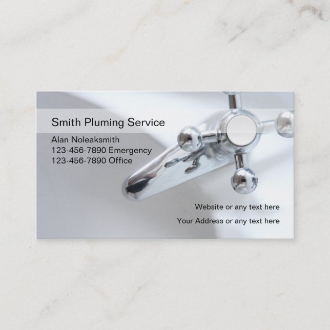 Plumbing Service Business Cards (Front)