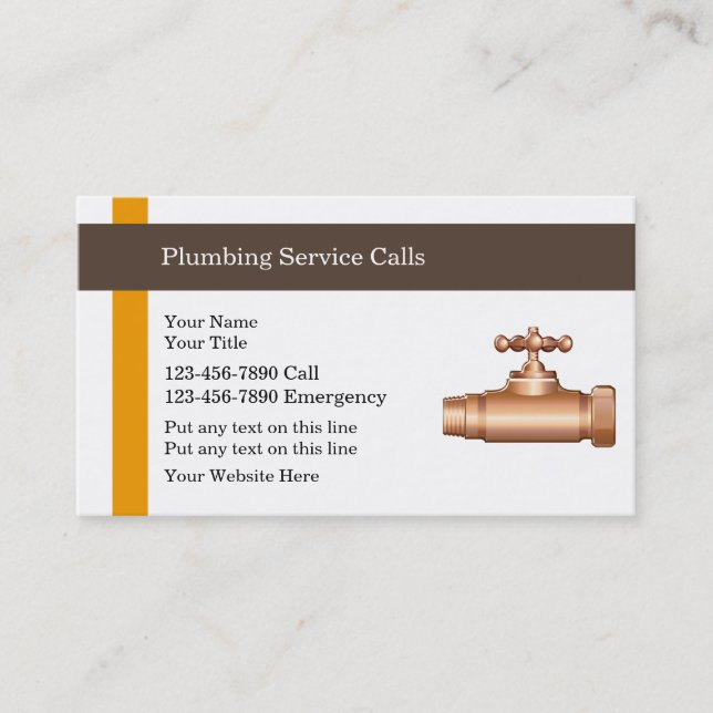 Plumbing Service Business Cards (Front)