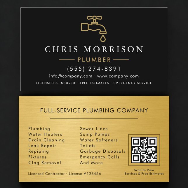 Plumbing Service Plumber QR Code Business Card (Creator Uploaded)