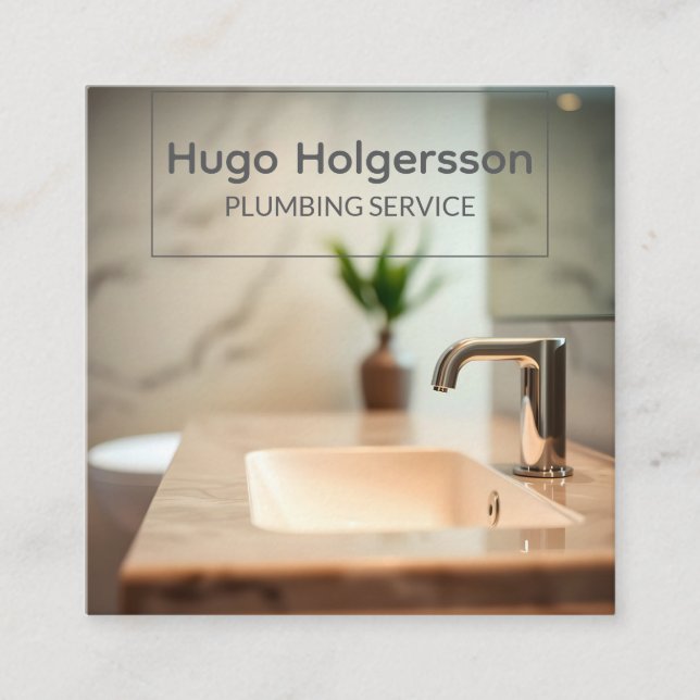 Plumbing service professional square business card (Front)