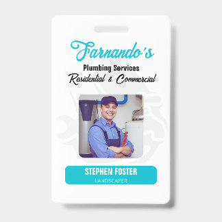 Plumbing Service Water Drop Logo Plumber Business ID Badge