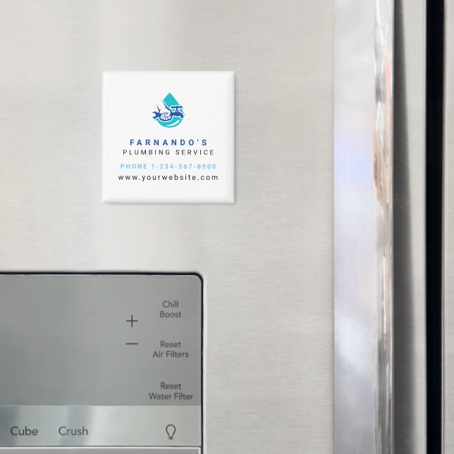 Plumbing Service Water Drop Logo Plumber Business Magnet (In Situ (Fridge))