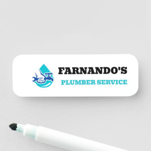 Plumbing Service Water Drop Logo Plumber Business Name Tag