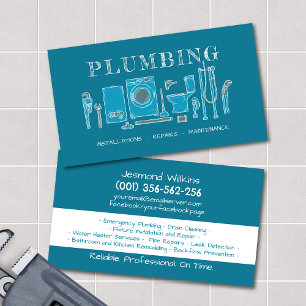Plumbing Services - Doodle line art drawing  Business Card