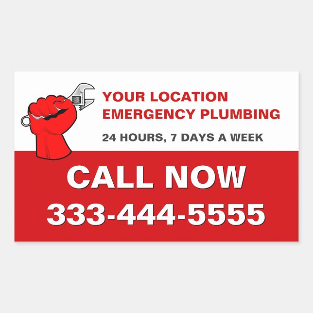PLUMBING SERVICES & LOCAL EMERGENCY PLUMBERS RECTANGULAR STICKER (Front)