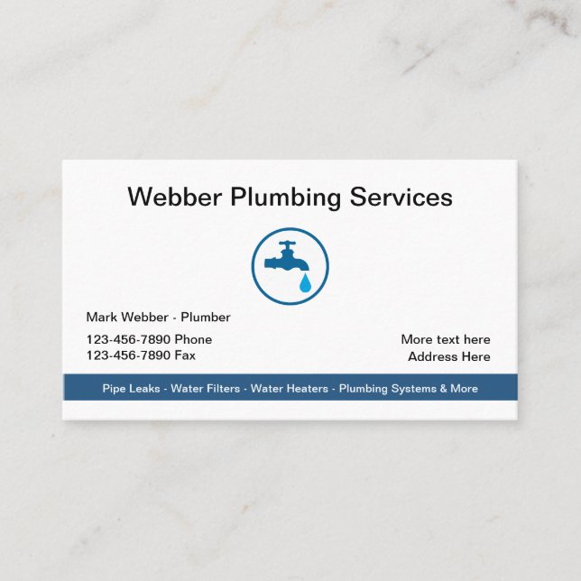 Plumbing Services Modern Logo Template Business Card (Front)