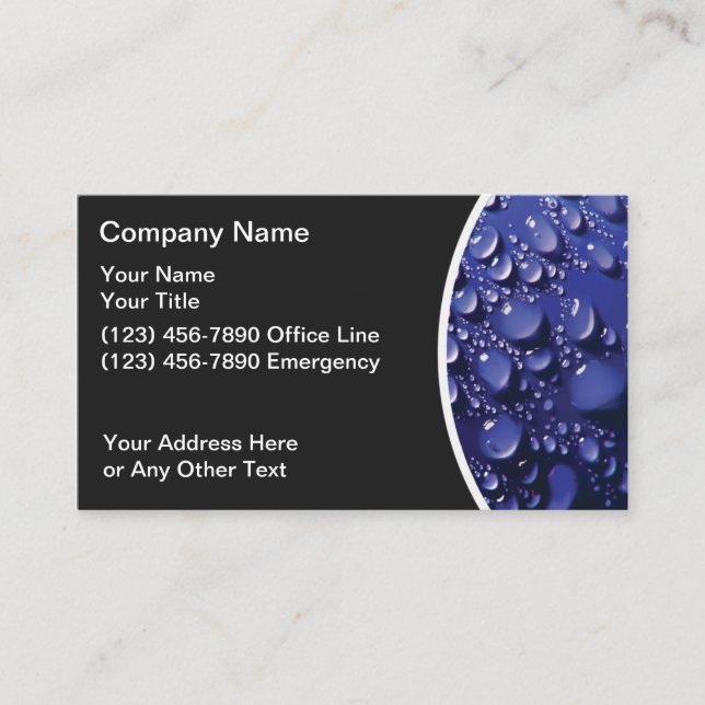 Plumbing Services Water Theme Business Card (Front)