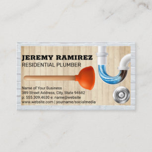 Plumbing   Wood and Brick Wall Business Card