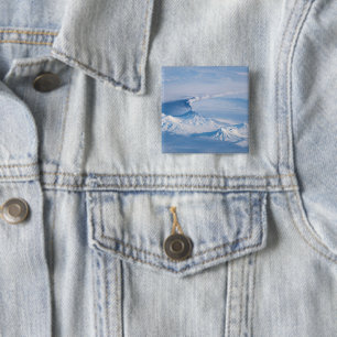 Plume Emanating From Kliuchevskoi Volcano. 15 Cm Square Badge