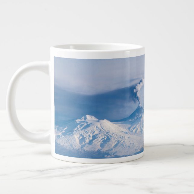 Plume Emanating From Kliuchevskoi Volcano. Large Coffee Mug (Left)