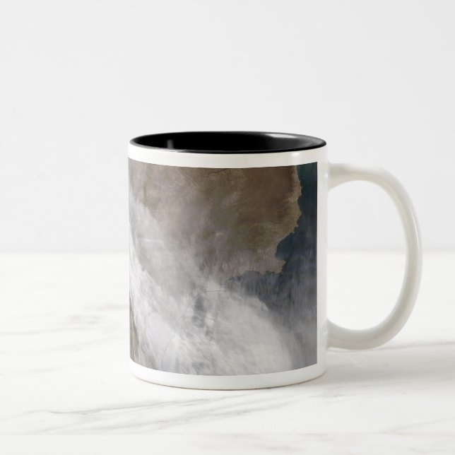 Plume from eruption of Chaiten volcano, Chile Two-Tone Coffee Mug (Right)