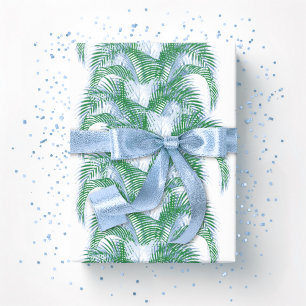 Plume Palm Fronds in Blue and Green Wrapping Paper