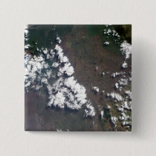 Plume rises from Nyiragongo Volcano in the DRC 15 Cm Square Badge