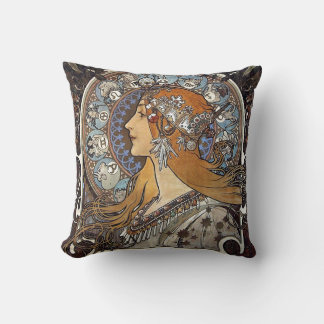 Plume Zodiac Woman by Alphonse Mucha – Art Nouveau Cushion