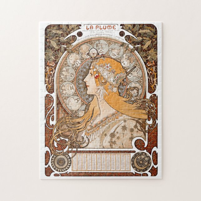 Plume Zodiac Woman by Alphonse Mucha – Art Nouveau Jigsaw Puzzle (Vertical)