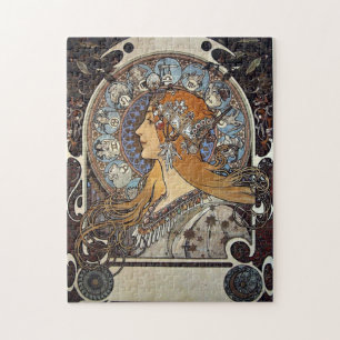 Plume Zodiac Woman by Alphonse Mucha – Art Nouveau Jigsaw Puzzle
