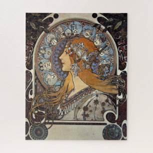 Plume Zodiac Woman by Alphonse Mucha – Art Nouveau Jigsaw Puzzle