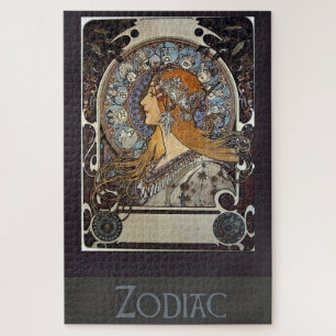 Plume Zodiac Woman by Alphonse Mucha – Art Nouveau Jigsaw Puzzle