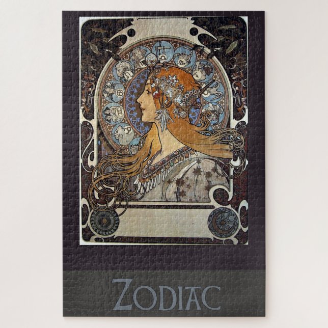 Plume Zodiac Woman by Alphonse Mucha – Art Nouveau Jigsaw Puzzle (Vertical)