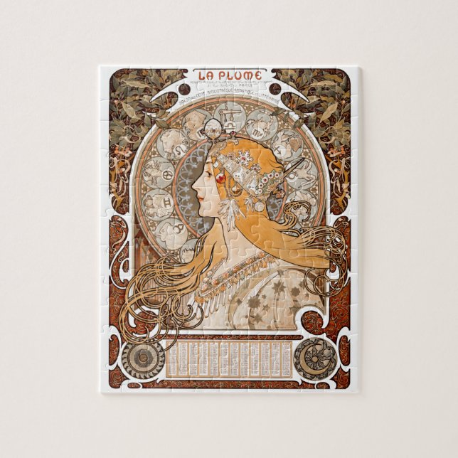 Plume Zodiac Woman by Alphonse Mucha – Art Nouveau Jigsaw Puzzle (Vertical)