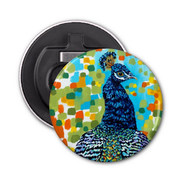 Plumed Peacock II Bottle Opener (Front)