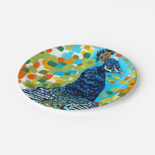 Plumed Peacock II Paper Plate