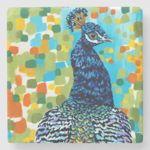 Plumed Peacock II Stone Coaster
