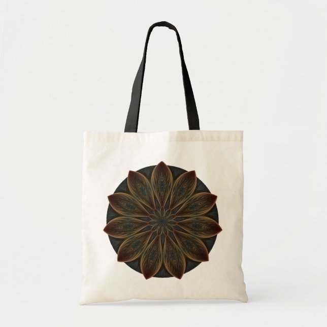 Plumed Petals Kaleidoscope Mandala Tote Bag (Front)