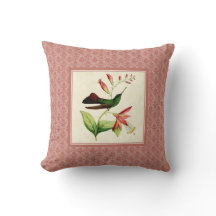 Plumeleteer Hummingbird Damask Pillow