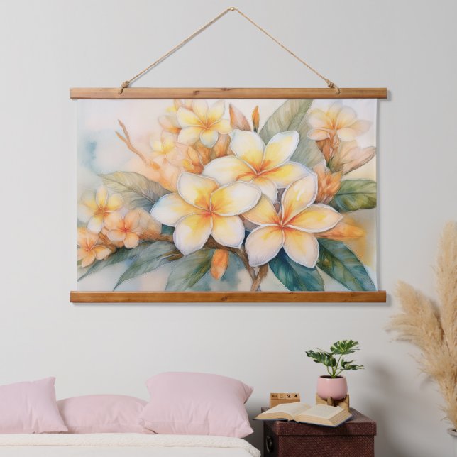 Plumeria and Shell Ginger Hanging Tapestry (Bedroom)