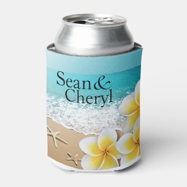 Plumeria Beach Can Cooler (Can Front)