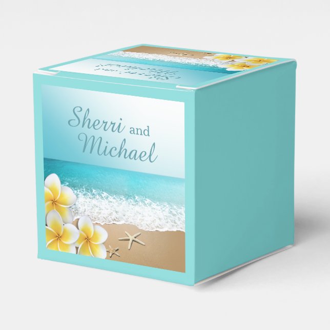Plumeria Beach Tropical Island Wedding Favour Box (Front Side)