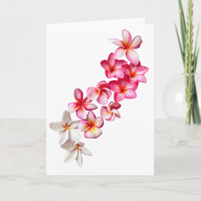 Plumeria Blooms Collage Folded Greeting Card (Front)